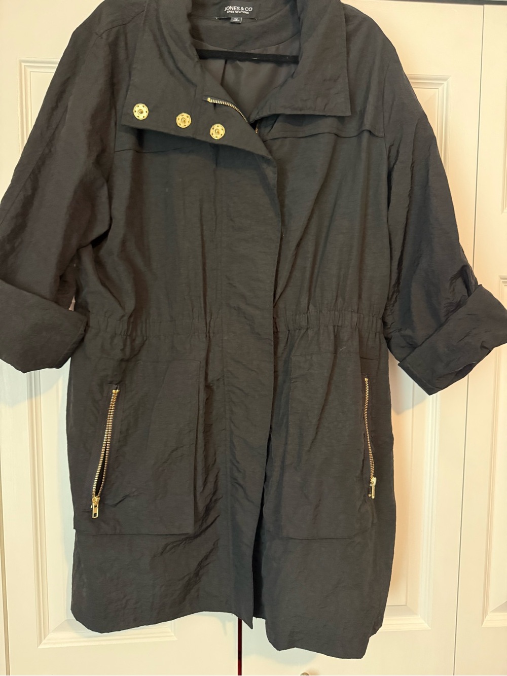 Jones New York Black Utility Jacket with Gold Hardware
